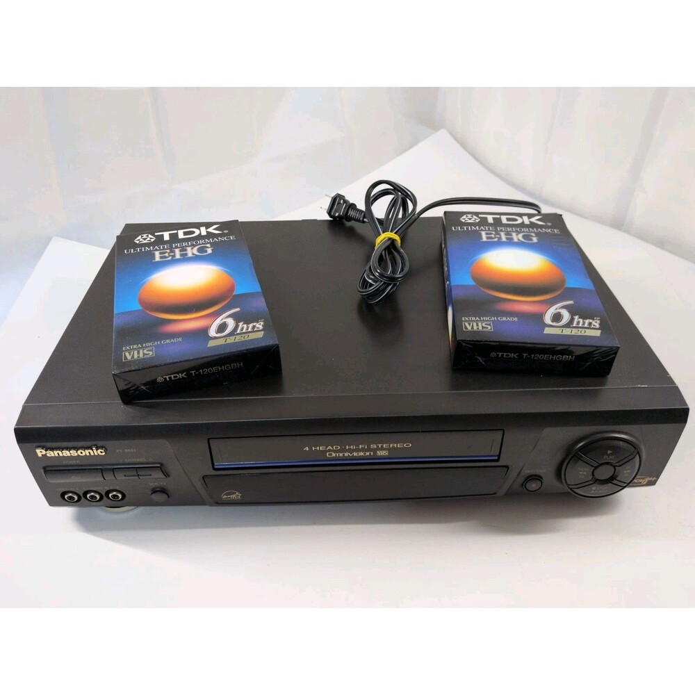 Panasonic PV-8661 Blue Line VCR 4-Head HiFi VHS Omnivision + 2 New Tapes TESTED